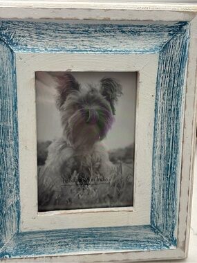 Rustic Distressed Blue & White Wood Picture Frame 5 x 7